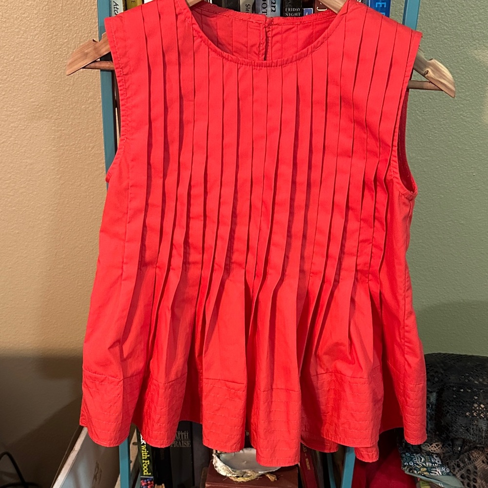 Sleeveless Classic Red Pleated Top